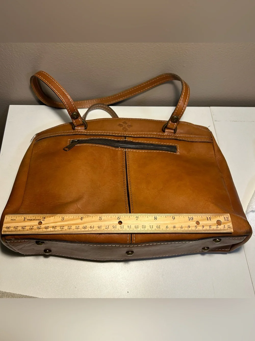 Patricia Nash Poppy Tote Heritage Shoulder Bag Tote Italian Leather Brown